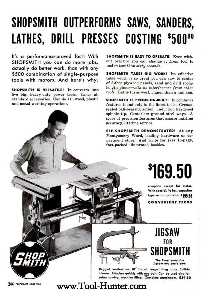 1950 Magna Shopsmith 10er Ad Outperforms Saws, Sanders, Lathes, Drill Presses Costing